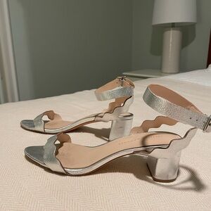 Loeffler Randall Emi Scallop Strap Sandal Metallic Size 7.5